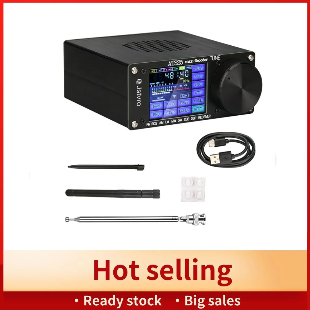 

1Set SI4732 Full Radio DSP FM LW MW SW SSB Receiver 2.4 Inch Touch Screen ATS-25Max-Decoder Black
