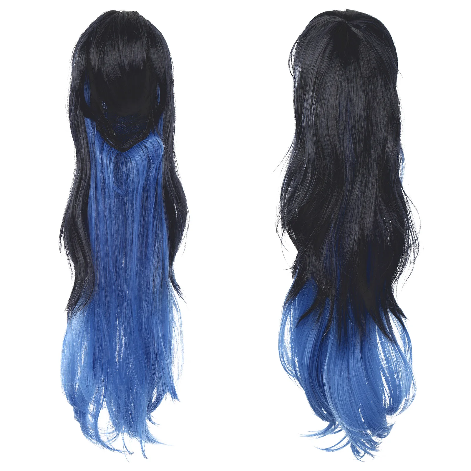 Womens Gradient Color Hair Synthetic Wig Human Hair Wig for Party Comic Con Closure Wig Japanese Anime Role Cosplay Wig with Cap