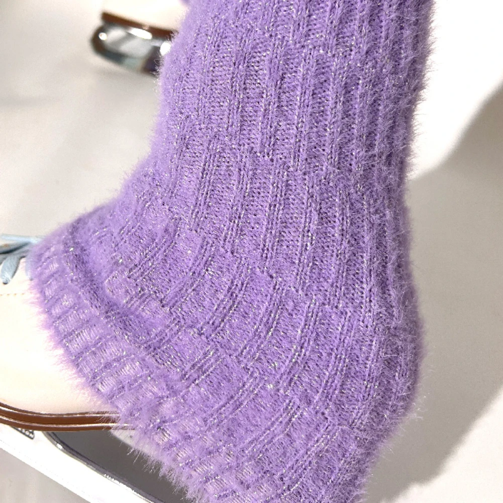 جوارب تزلج طويلة دافئة لتدفئة الساق مع نسيج الصوف يغطي العجل والركبتين مصممة للتدريب والعروض على الحلقات الجليدية