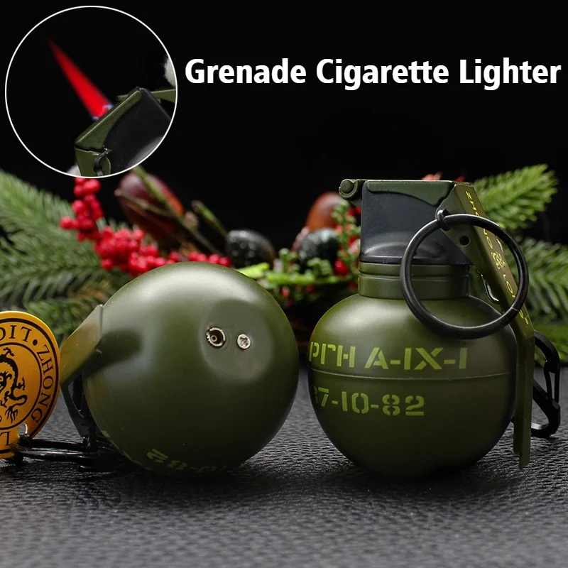 

New Grenade Cigar Ignifier Butane Inflatable Red Fire Lighter Metal Windproof Open Flame Cigarette Lighters & Smoking Accessorie