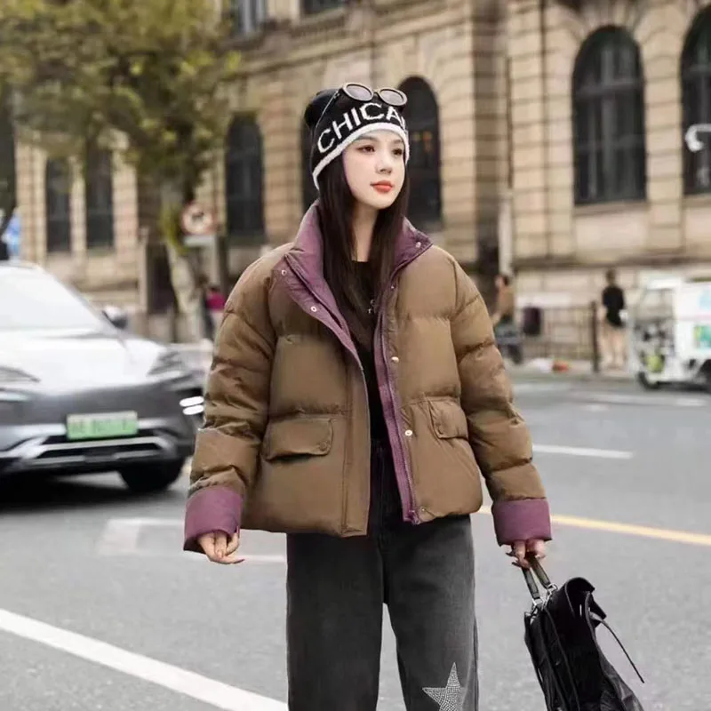 Abrigo de mujer, abrigo, nueva moda 20225, chaqueta de plumón holgada y cálida para mujer, chaqueta de plumón de pato blanco grueso, chaqueta corta de invierno para mujer H410