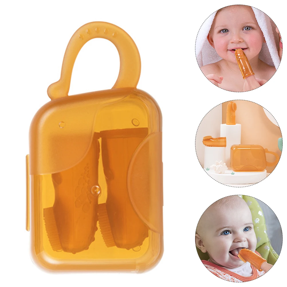 

1 set Baby Finger Toothbrush Silicone Toddler Teeth Cleaner Teething Brush Oral Massager Gum Care Brush Cartoon Design Kids