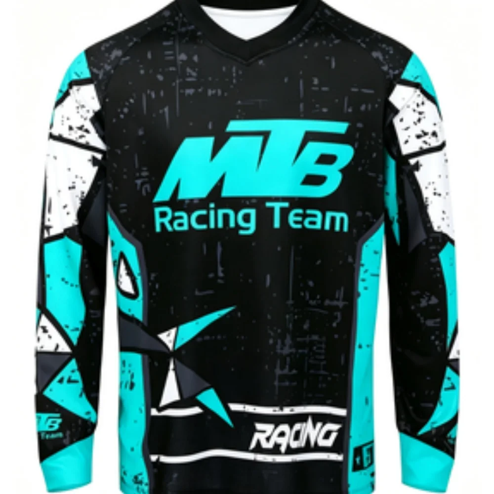 Team Long-sleeve Sports Shirt Breathable Quick-dry Fabric for Mountain Biking & Casual Wear Trendy Printed Design