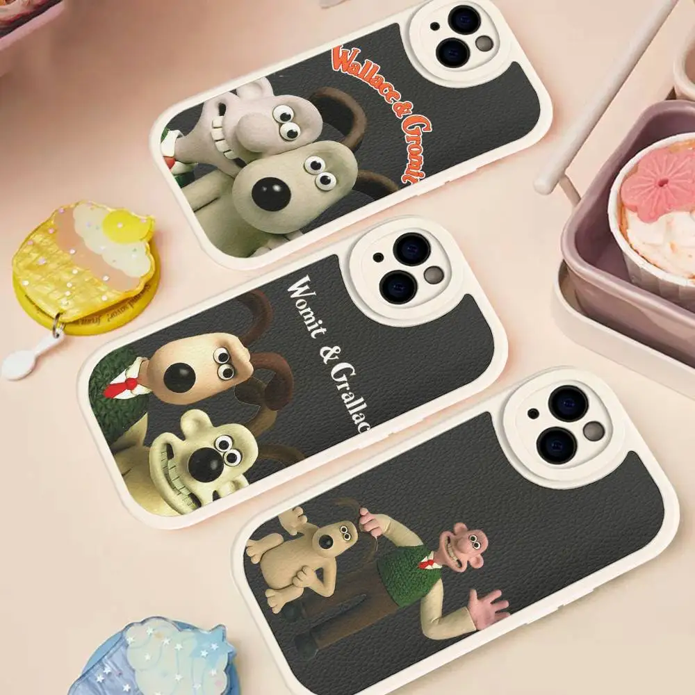 

W-WallaceS Cute G-Gromit Phone Case For Iphone 16 15 14 13 12 11 Pro Max Plus Leather Soft Back Cover