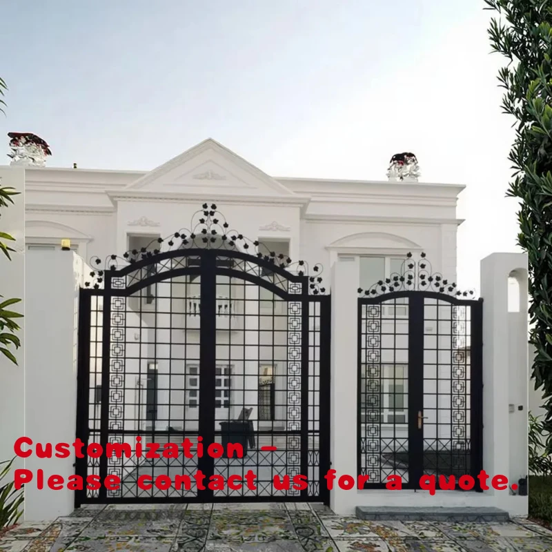 

custom.Modern Automatic Wrought Iron Driveway Galvanized Steel Fence Garden Iron Sale