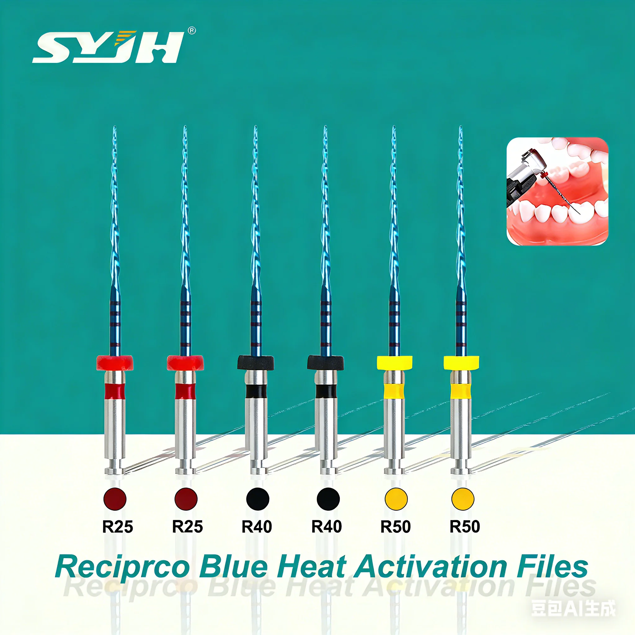 

6Pcs Dental Reciproc Blue Endodontic Files Engine Use 25mm R25 R40 R50 Heat Activation Niti Rotary Root Canal Files Dentist Tool