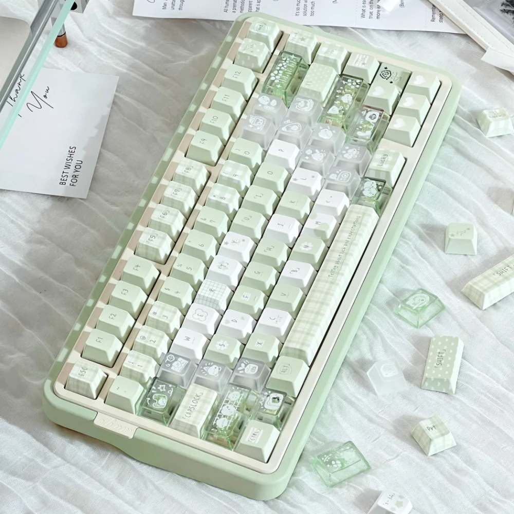 

Keycap Senyu Cherry Pbt Green Minimalist Light Green Custom Keyboard Keycaps 131 Keys