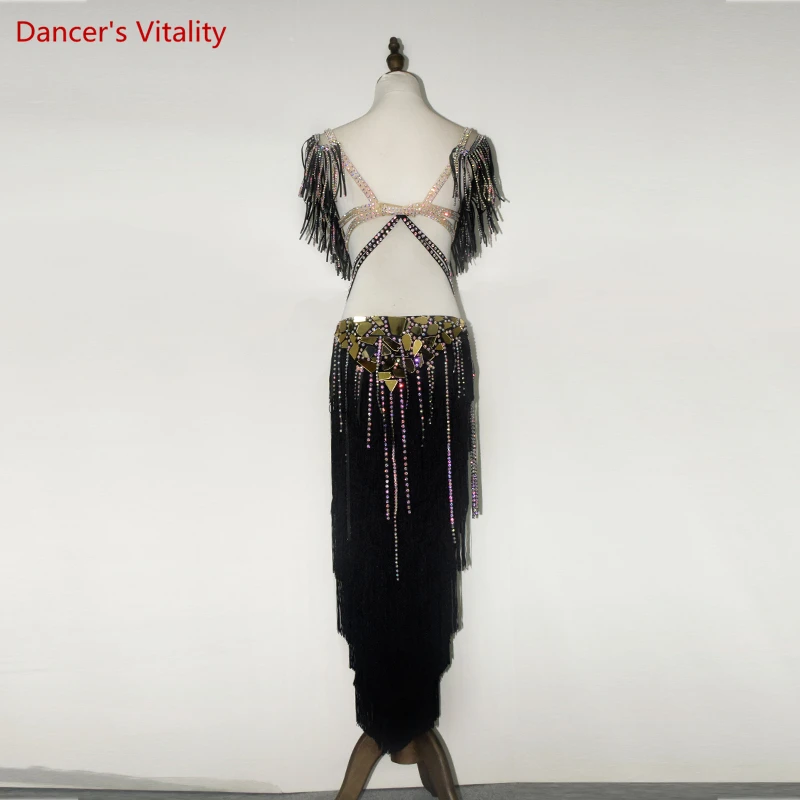 Belly Dance Performance Costume Set for Women Cusomized Adult Child Bellydancing Tassel Skirt Kid Female Solo Competition Outfit