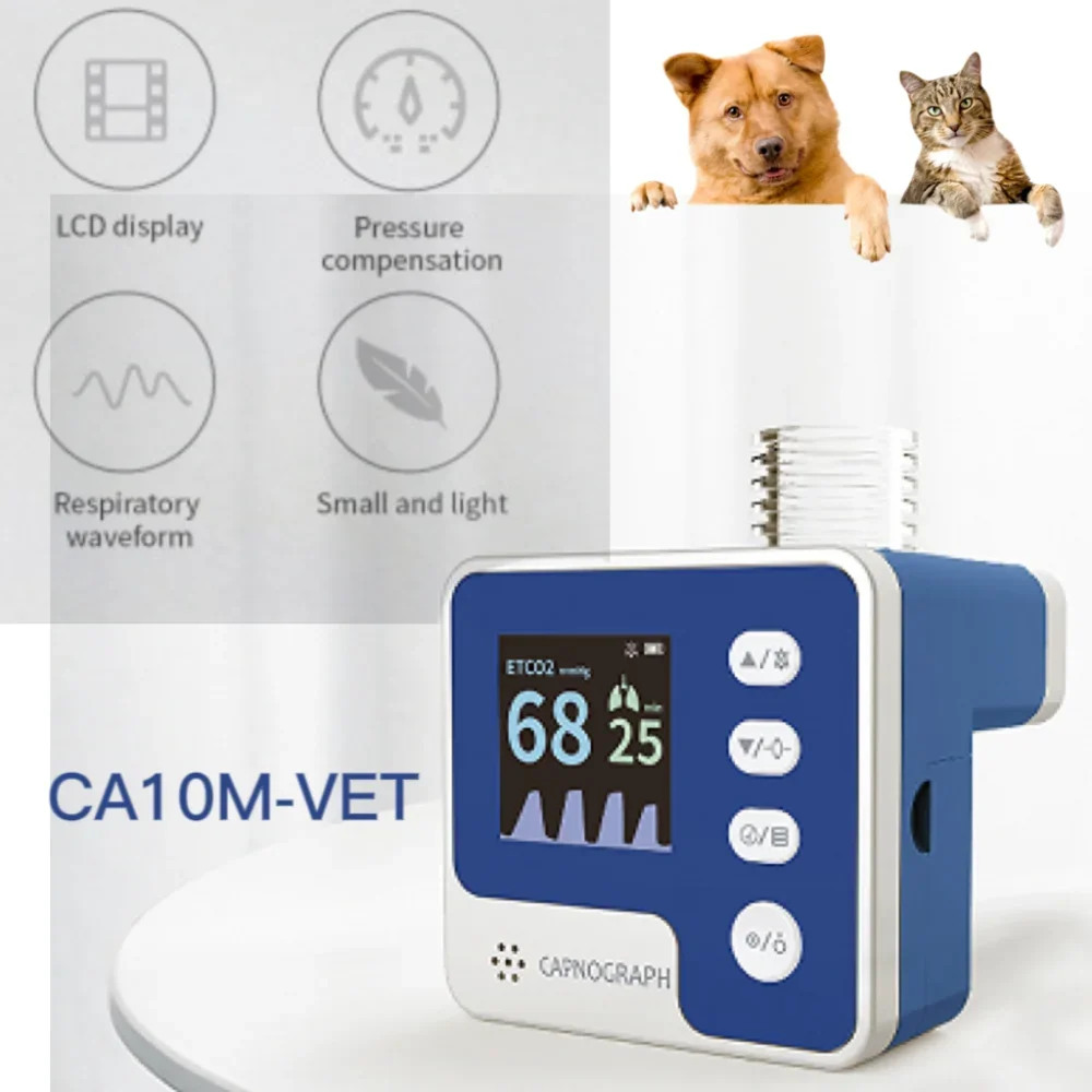 Contec CA10M ETCO2 Monitor for Veterinary Capnograph Measure Audio-Visual Alarm System LCD Display