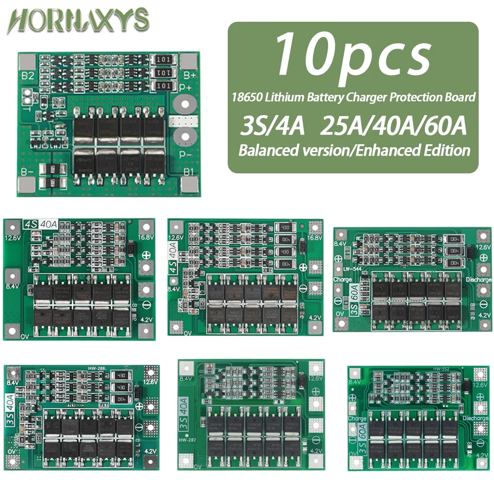 3S/4S 40A 60A Li-ion Lithium Battery Charger Protection Board 18650 BMS For Drill Motor 11.1V 12.6V/14.8V 16.8V Enhance/Balance