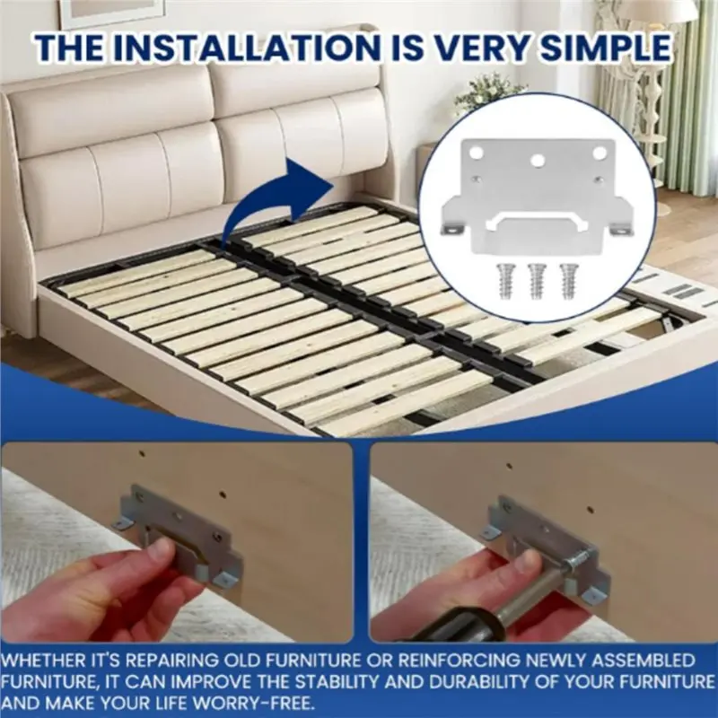 MLGB-6Pcs 116791 Mounting Plates With 105307 Screw For Bed Frame, Galvanized Steel