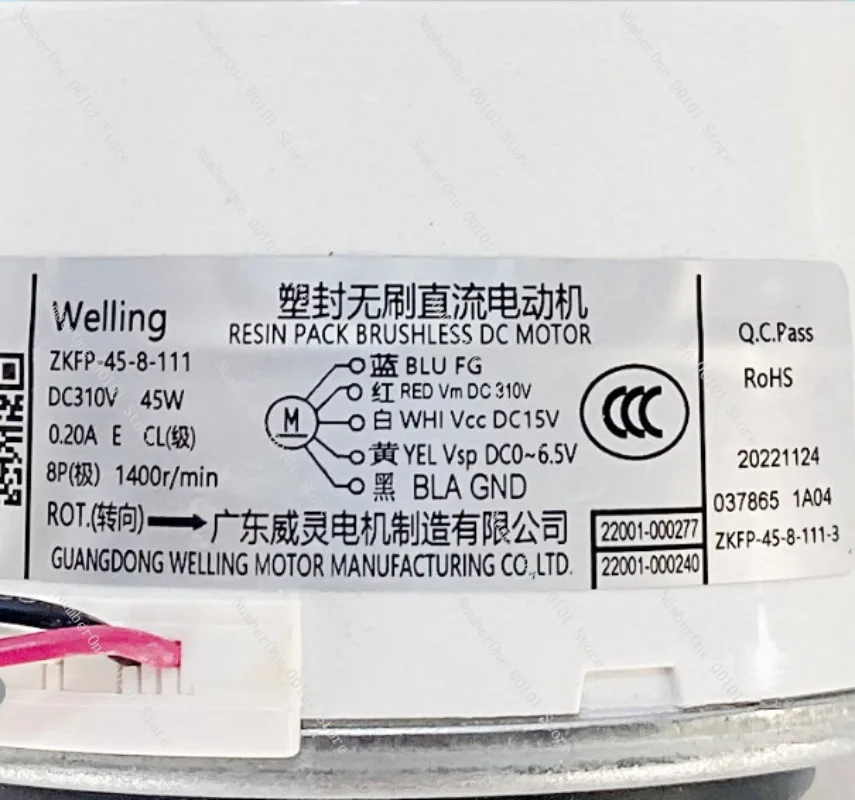 ZKFP-45-8-111 Air Conditioner DC Internal Motor RD-310-45-8G-1 Motor ZWK465B00501