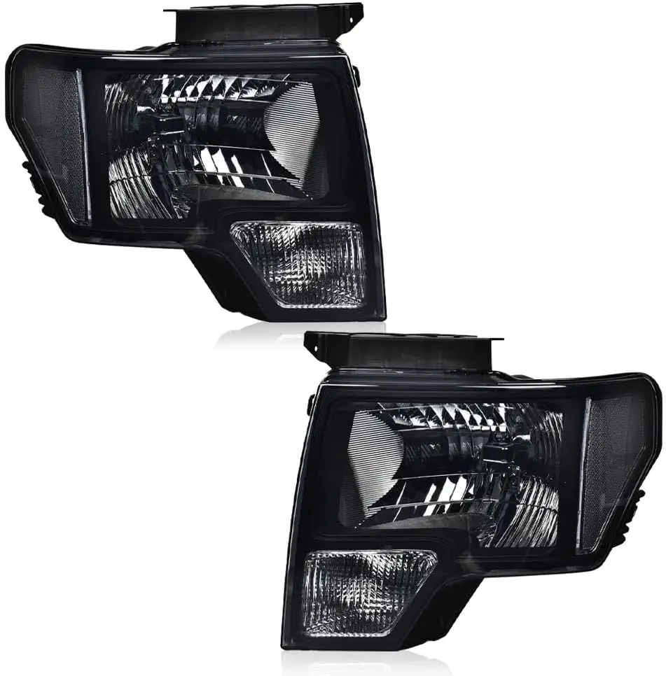 

Headlights Assembly, Compatible with 2009-2014 Ford F150 09-14 Headlamp, Driver and Passenger Side, Smoky lens Black Housing Cle