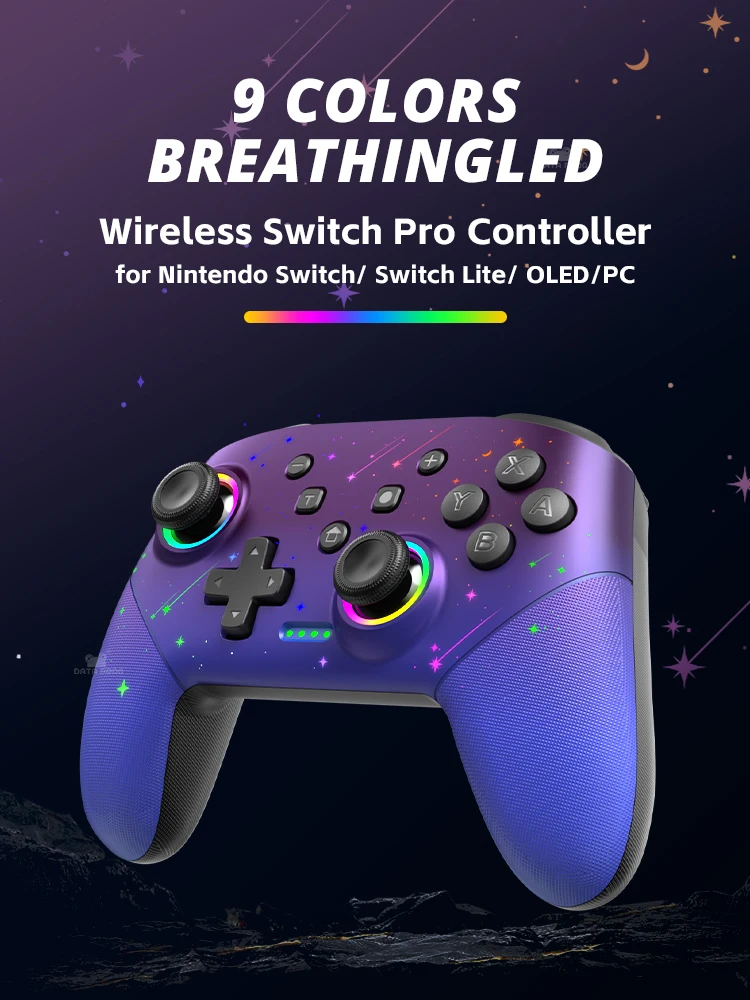 Data Kikker Draadloze Controller Voor Nintendo Switch Oled/Lite/Pc Console Pro Gamepad Met Programmeerbare Turbo Functie Rgb Licht