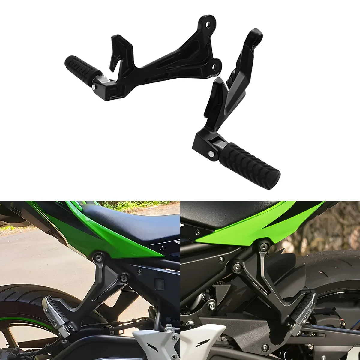 

Rear Passenger Footpegs Pegs Brackets Fit For Kawasaki Ninja 650/Z650 2017-2023 2022 2021 2020 2019 2018 Motorcycle