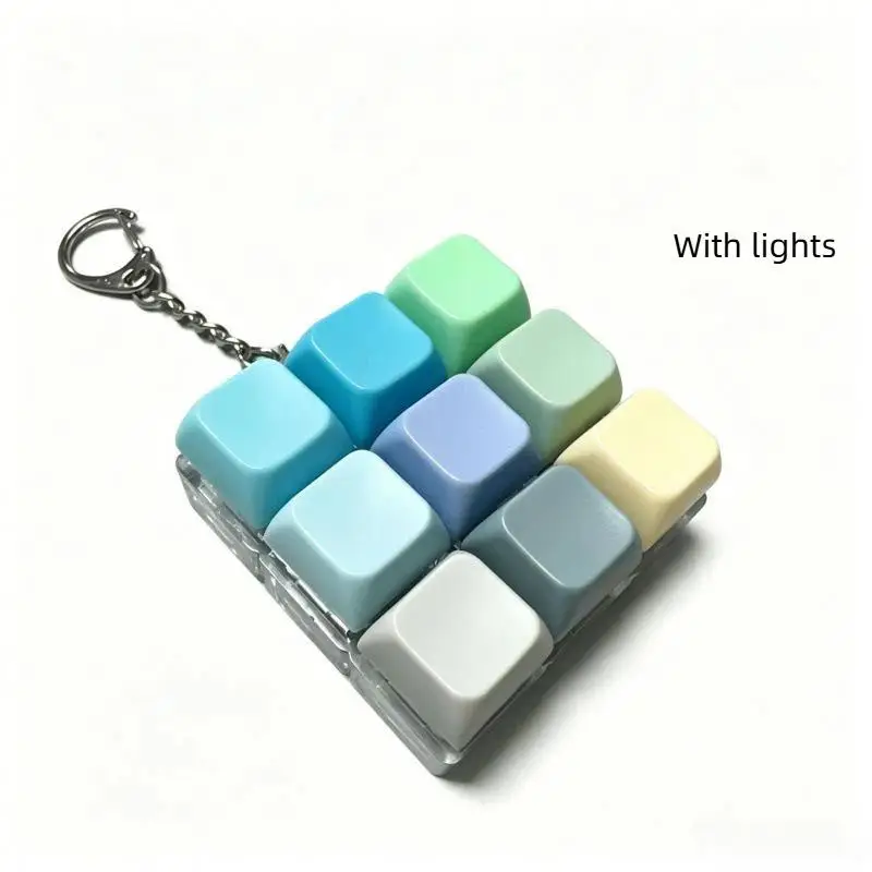 Mini Clickable Buttons Pastel Keyboard Fidget Toy Keychain Portable Anxiety Relief Toy for Travel Camping Time Killing