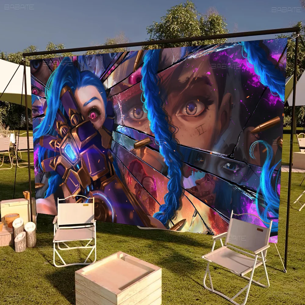 J-Jinx L-League of L-Legends Cartoon Flag Wall Hanging Banner Decoration Household Home Decor