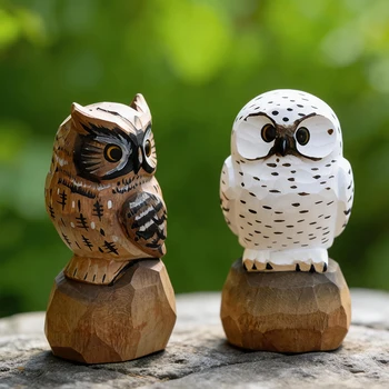 Wooden Snowy Owl Sculpture 1