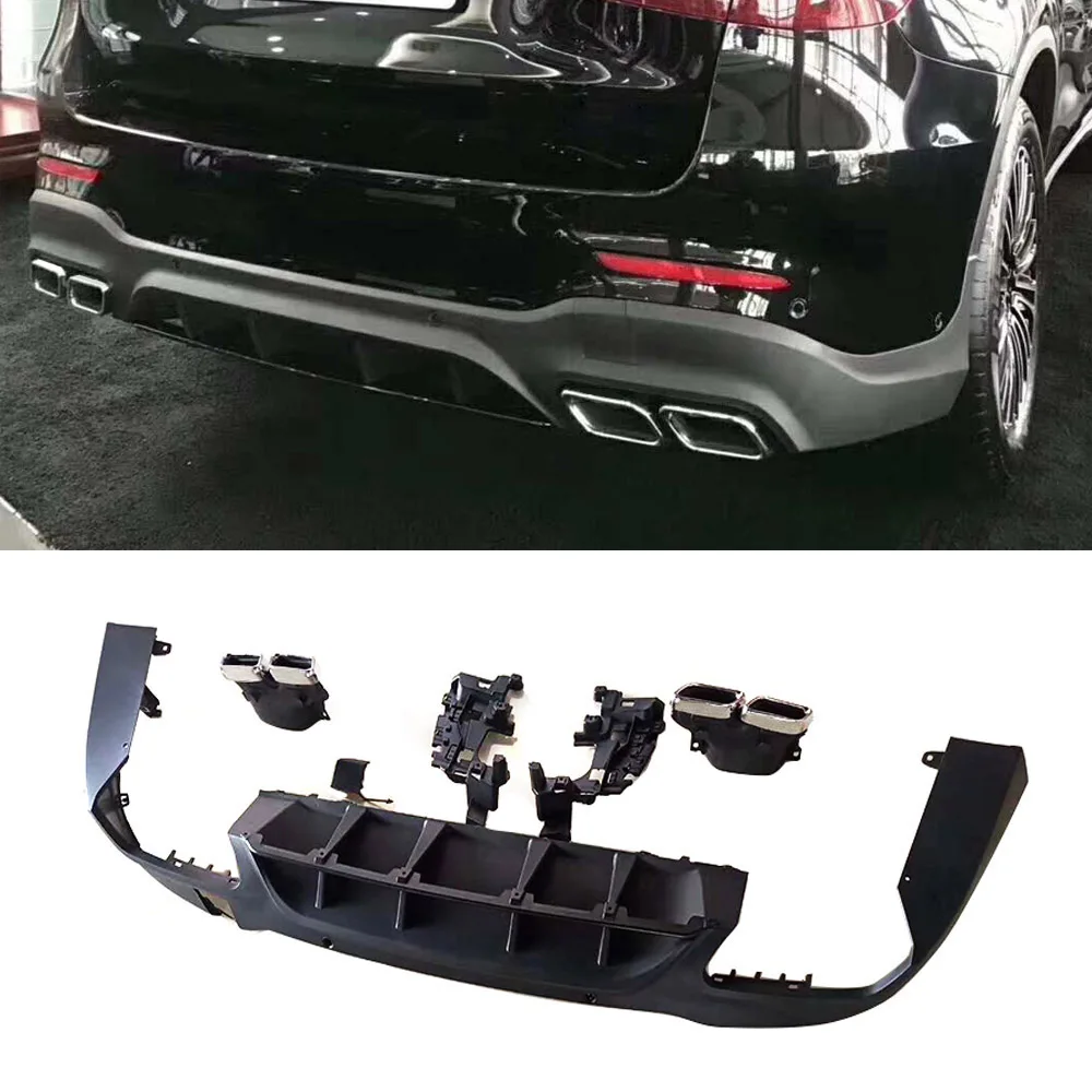 Dyfuzor tylnego zderzaka samochodowego Spoiler wargowy do Mercedes-Benz GLC Class X253 Sport GLC250 GLC300 GLC43 SUV 2015-2019 z końcówkami wydechu