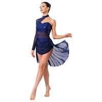 Vestido de baile lírico de Ballet para mujer, patinaje artístico, falda fluida transparente con lentejuelas brillantes, leotardo de gimnasia, Ropa de baile contemporánea