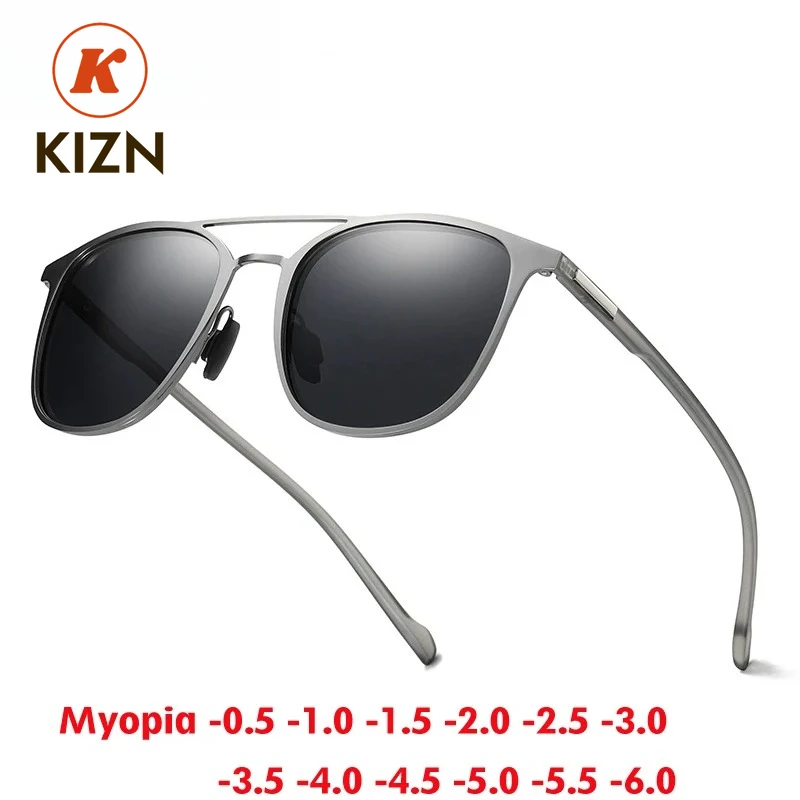 

KIZN модные солнцезащитные очки для близорукости, поляризационные женские и мужские очки в оправе UV400, очки по рецепту для вождения, от -0,50 до -6,0