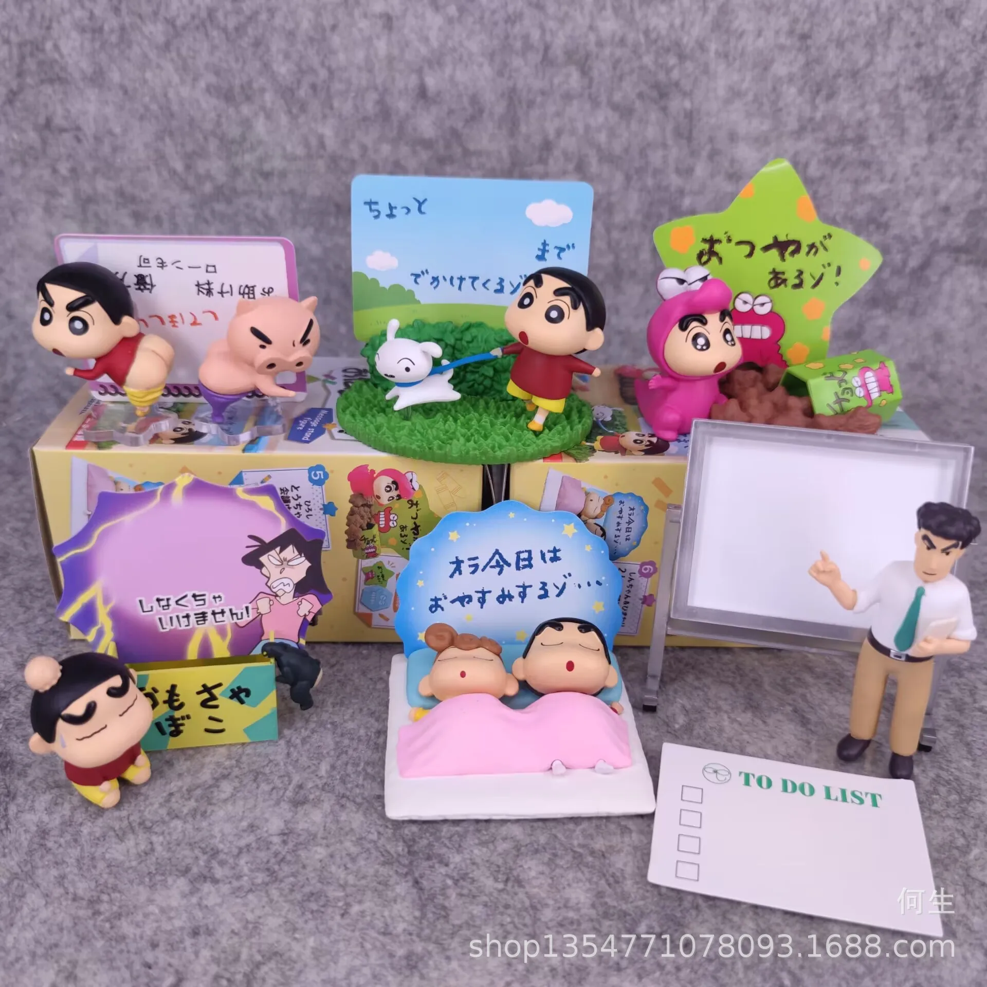 クレヨンのPVCアクションフィギュア,ミニチュアシーンモデル,qバージョン人形,リポイントスタチュー,シンちゃんのおもちゃ,ギフトとしての人形,6ピース/セット