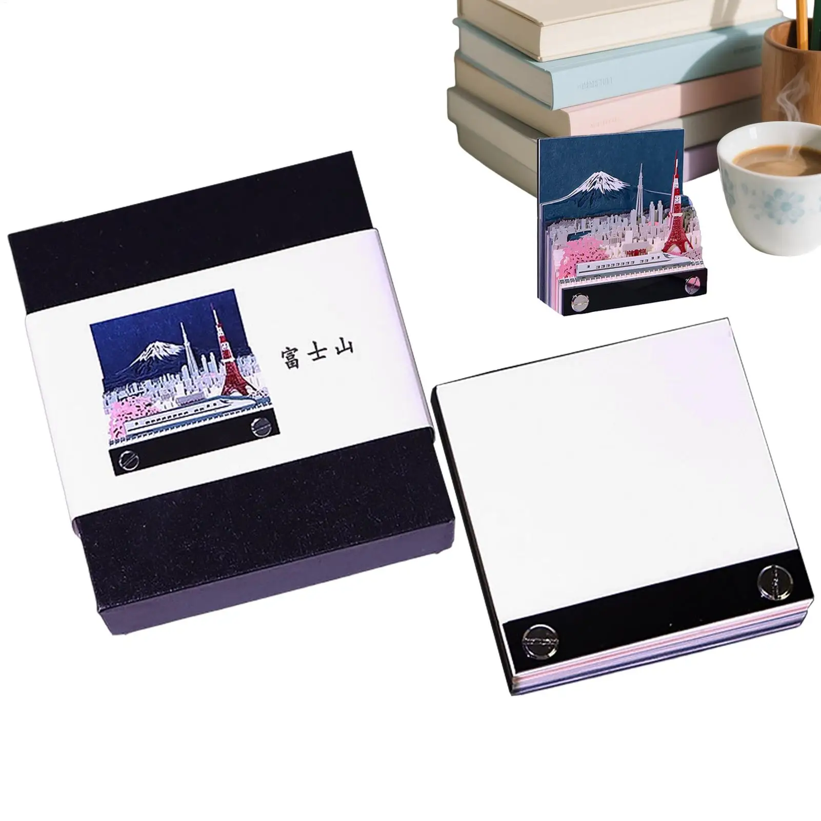 

3D-блокнот-календарь «Гора Фудзи», съемные листы, скульптурный календарь, лазерная резка, полые стикеры