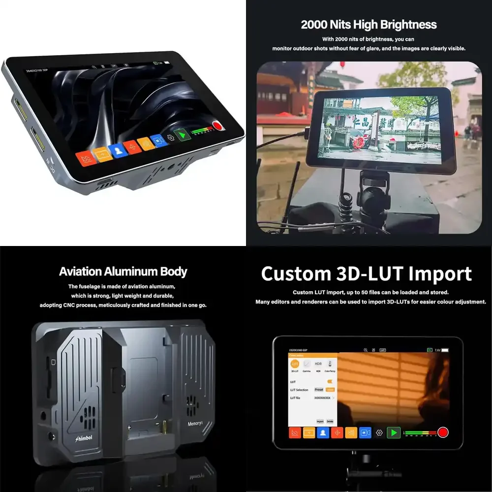 

SHIMBOL MEMORY I 5.5 Inch 4K HDR Touch Screen 2000 Nits 3D LUT for DSLR Camera MP4 Video Recording Field for