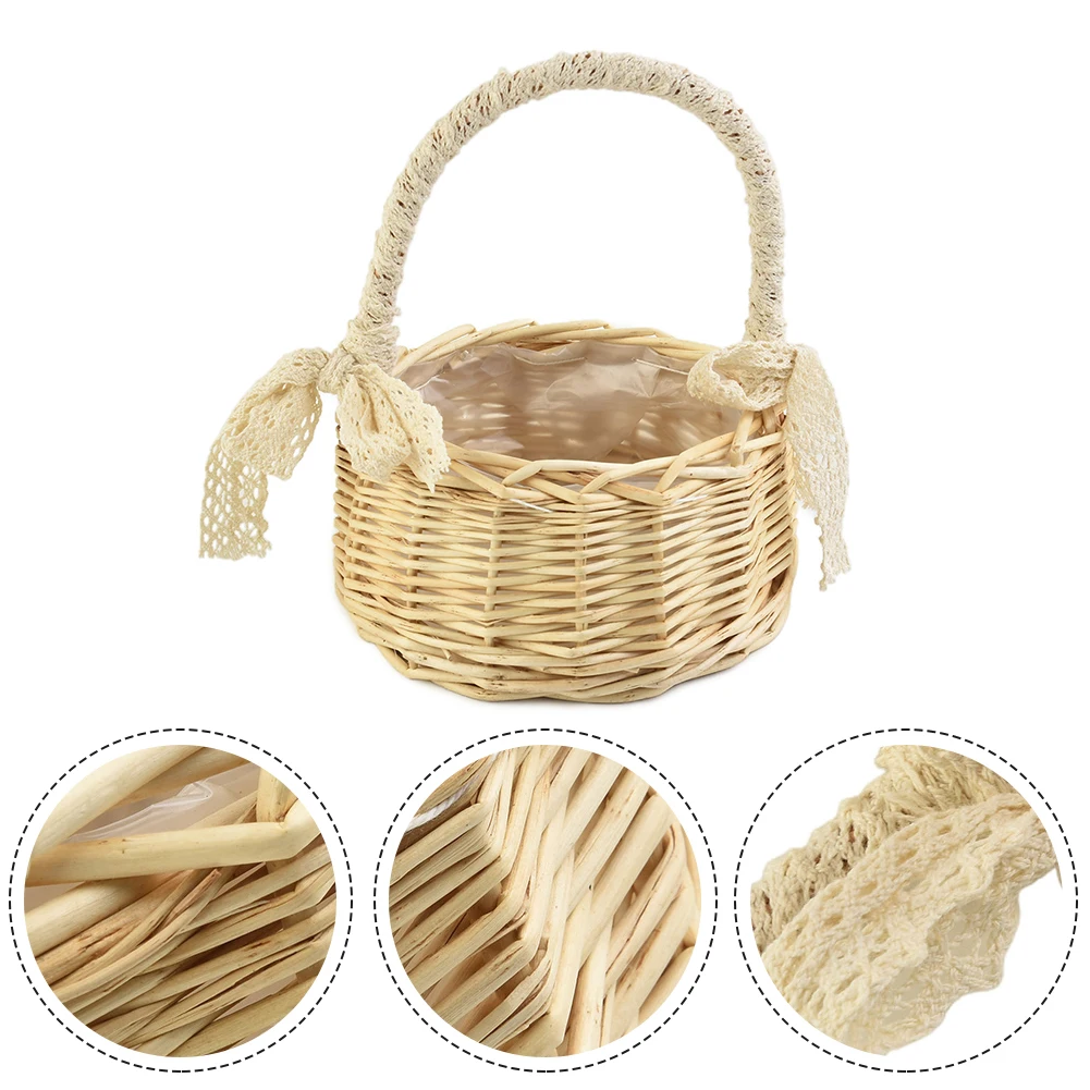 Vintage High Quality Storage Basket. 3 Size Shopping Basket Storage Wicker Food Fresh Rattan Gifts Girl Picnic