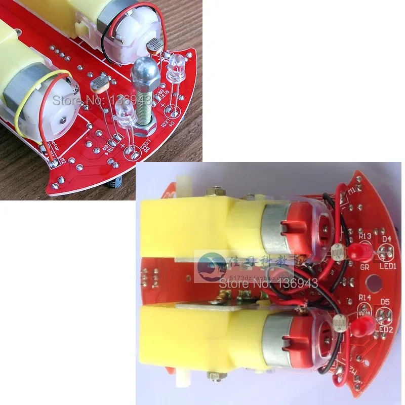 Analog Circuit Automatic Intelligent Tracking Car Electronic Kit Parts For DIY (without Battery)