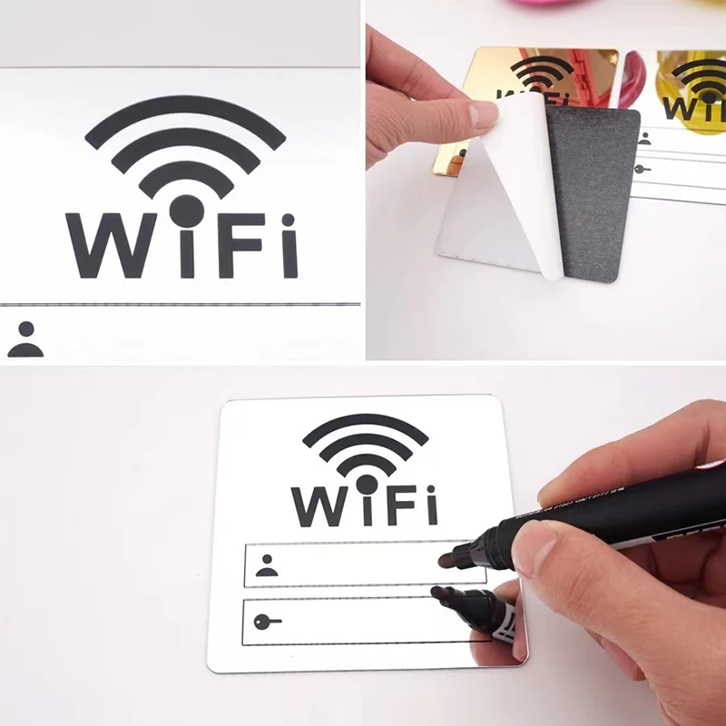 10cm WIFI Sign Mirror Wall Stickers Rewritable Handwriting Account And Password New Fashion 3D Acrylic Tools Accessories