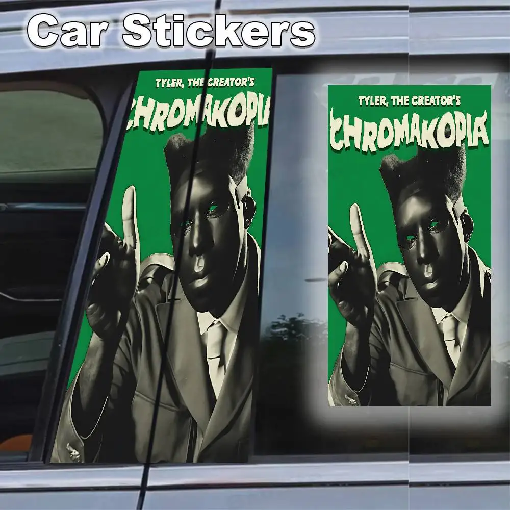 

Tyler The Creator Chromakopia 2 шт. Автомобильная наклейка на стойку B Автомобильная водонепроницаемая наклейка на столб, устойчивая к царапинам самоклеящаяся бумага