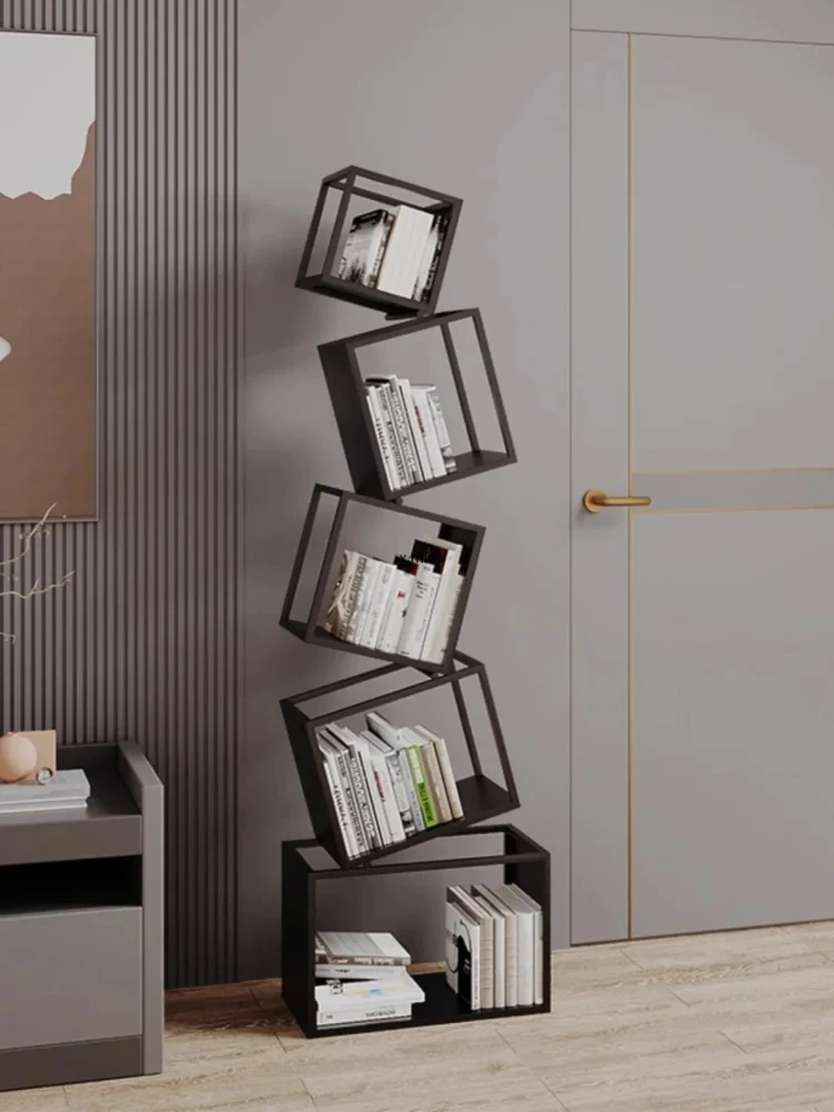 Unregelmäßige Ecke vertikales Bücherregal Boden-zu-Boden-Lager regal minimalist isches Wohnzimmer Eisen Ecke Bücherregal Haupt dekoration