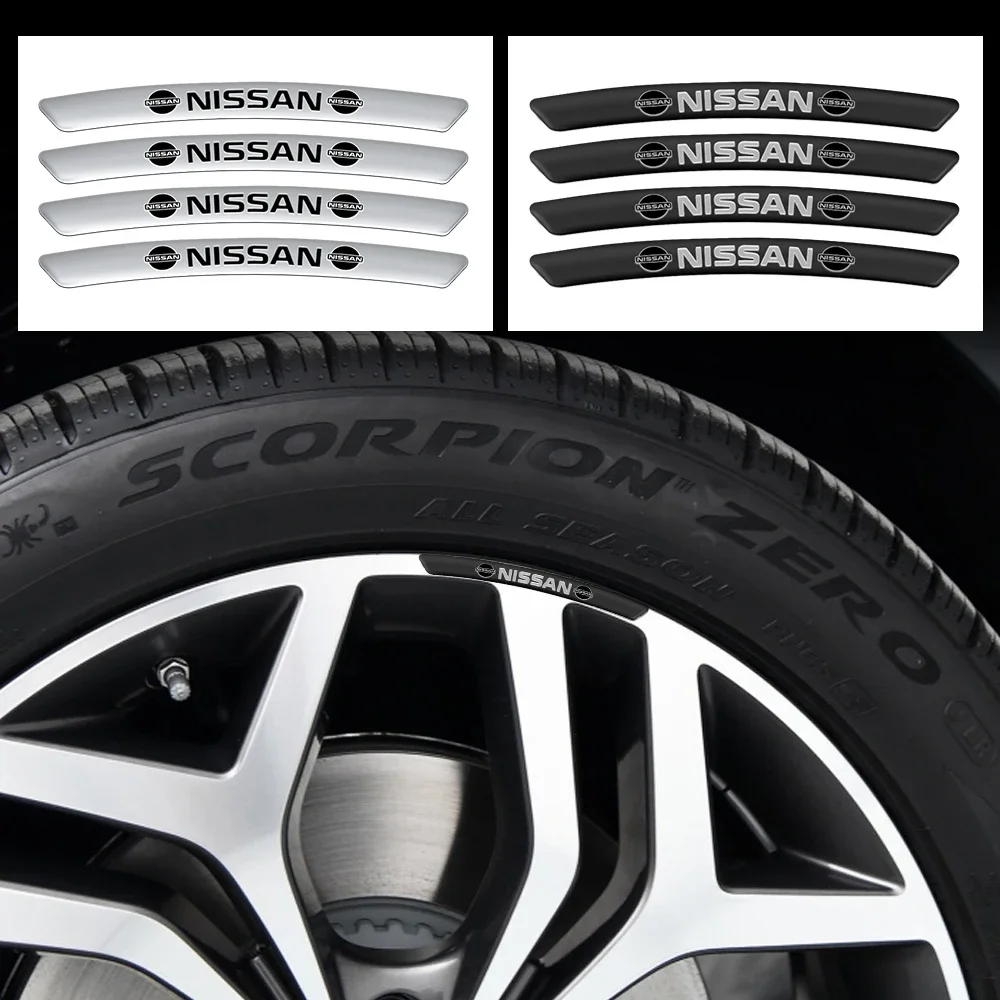 4pcs Aluminum Car Wheel Hub Badge Tire Rim Stickers Decoration Accessories For Nissan Nismo GTR 350Z 370Z 240SX Juke Note Xterra