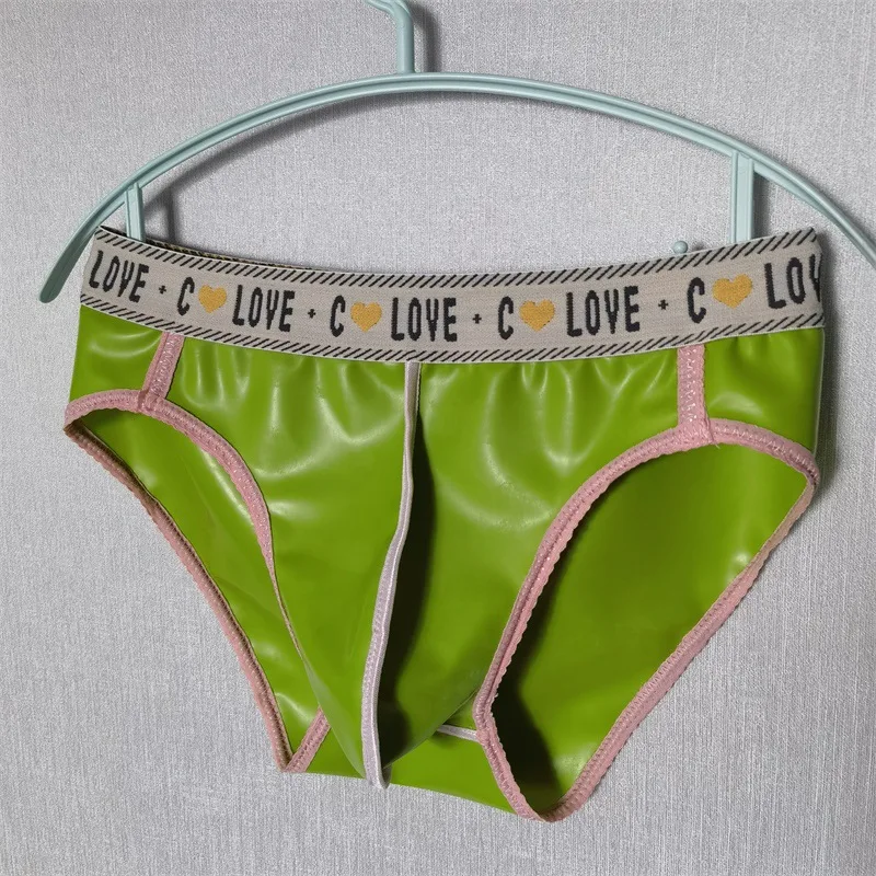 ‌Men Comfortable Stretchy Latex Underwear Sexy Solid Color Triangle Briefs Elastic Waistband Mens Underpants Breathable Low