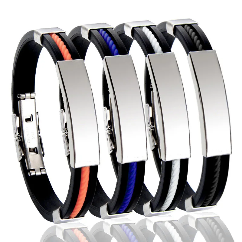 Punk Harajuku Rock and roll Trend Simple Creativity Fashion Geometric shape Multicolored Leather Stainless steel Bracelet