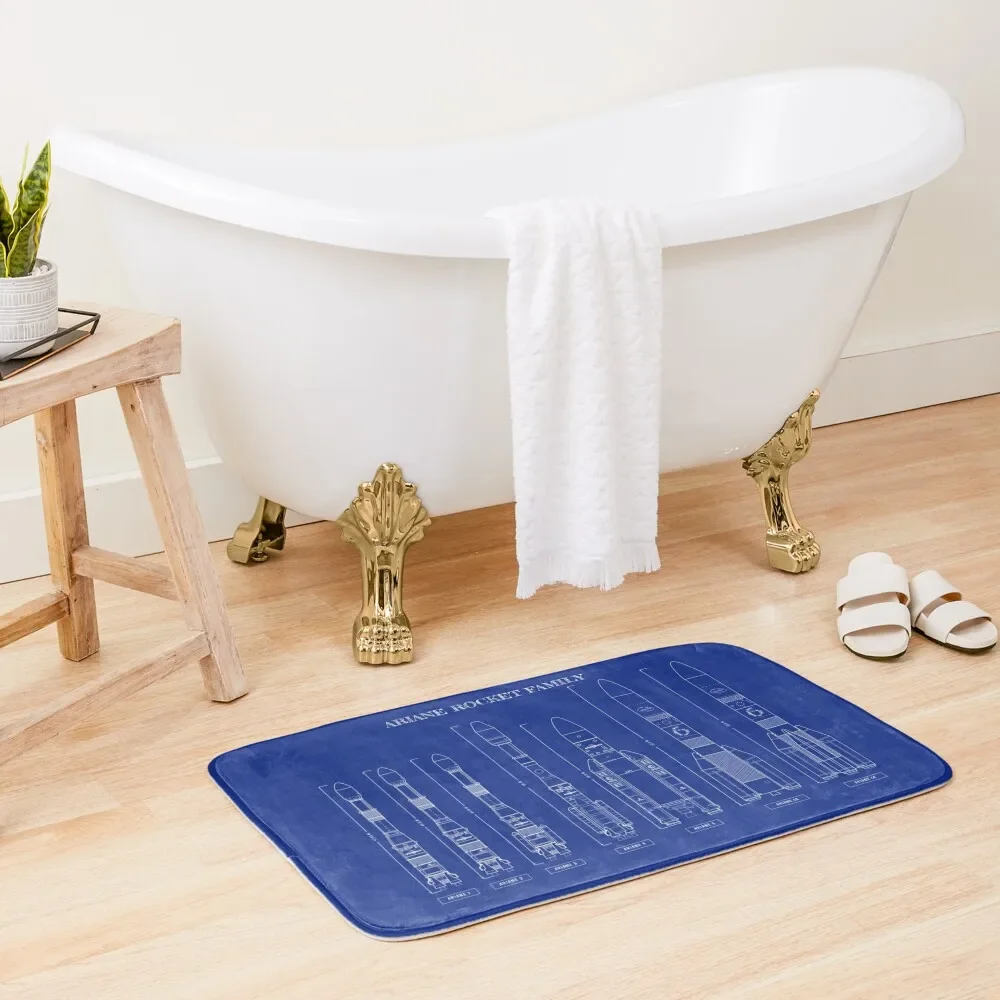 

Ariane Rocket Family (White Stencil-No Background) Bath Mat Bathroom Deco Bathroom Shower Mat