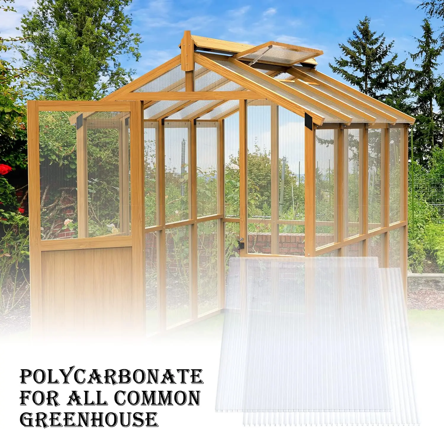 

6Pcs Twin-Wall Clear Polycarbonate Panels Waterproof UV Protected Reinforced Sheets for Greenhouse Outdoor Garden Covering