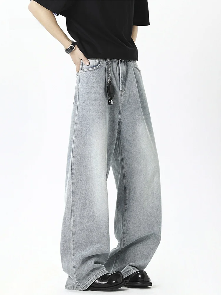 

Wmnm American Retro Knife Jeans Men Summer Thin Faion High Street Waed Cleanfit Wide Leg Long Pants Youth Trendy