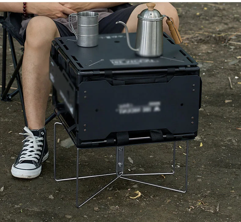Outdoor Camping Support Stainless Steel Storage Box Folding Bracket Portable Folding Bracket Portable Kitchen Tools