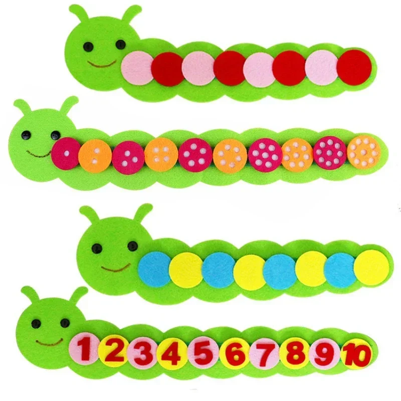 Nonwoven Fabric Montessori Toys DIY Caterpillar Puzzle Game Educational Teaching Aids Kindergarten Materials Children Toy Gifts