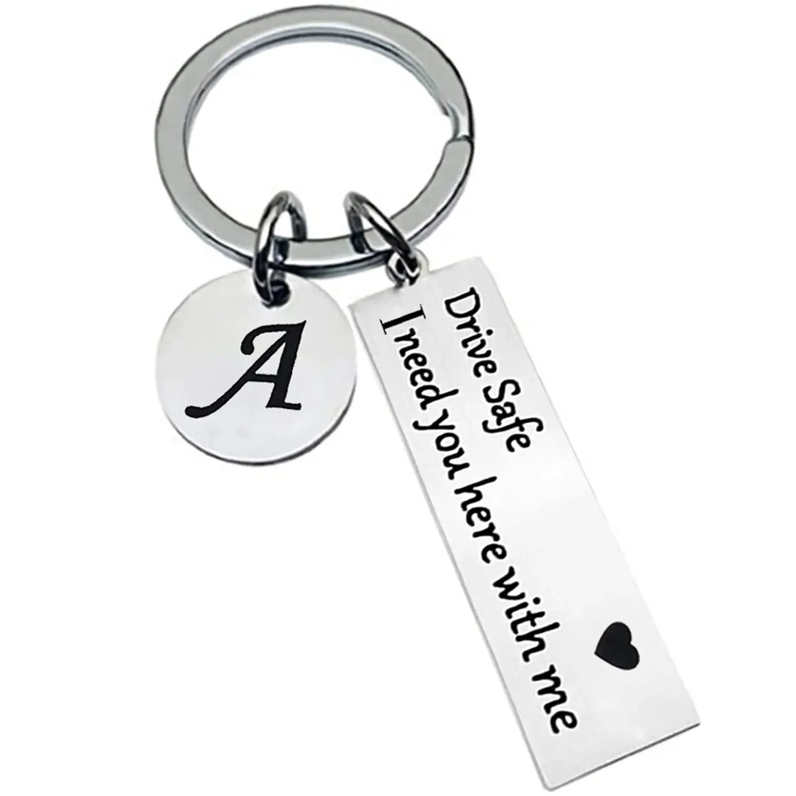 Drive Safe Keychains A-Z Initials Letters Men Women Stainless Steel Key Chain Birthday Chritsmas Father's Day Gifts Jewelry