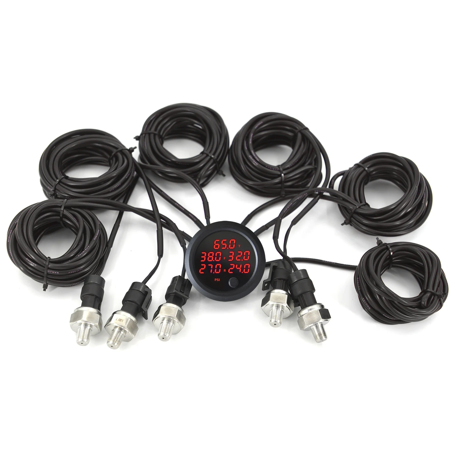 

New Type 5in1 Display Air Suspension Pressure Gauge BAR PSI Air Suspension With Bracket 5 Pieces 1/8NPT Electrical Sensors