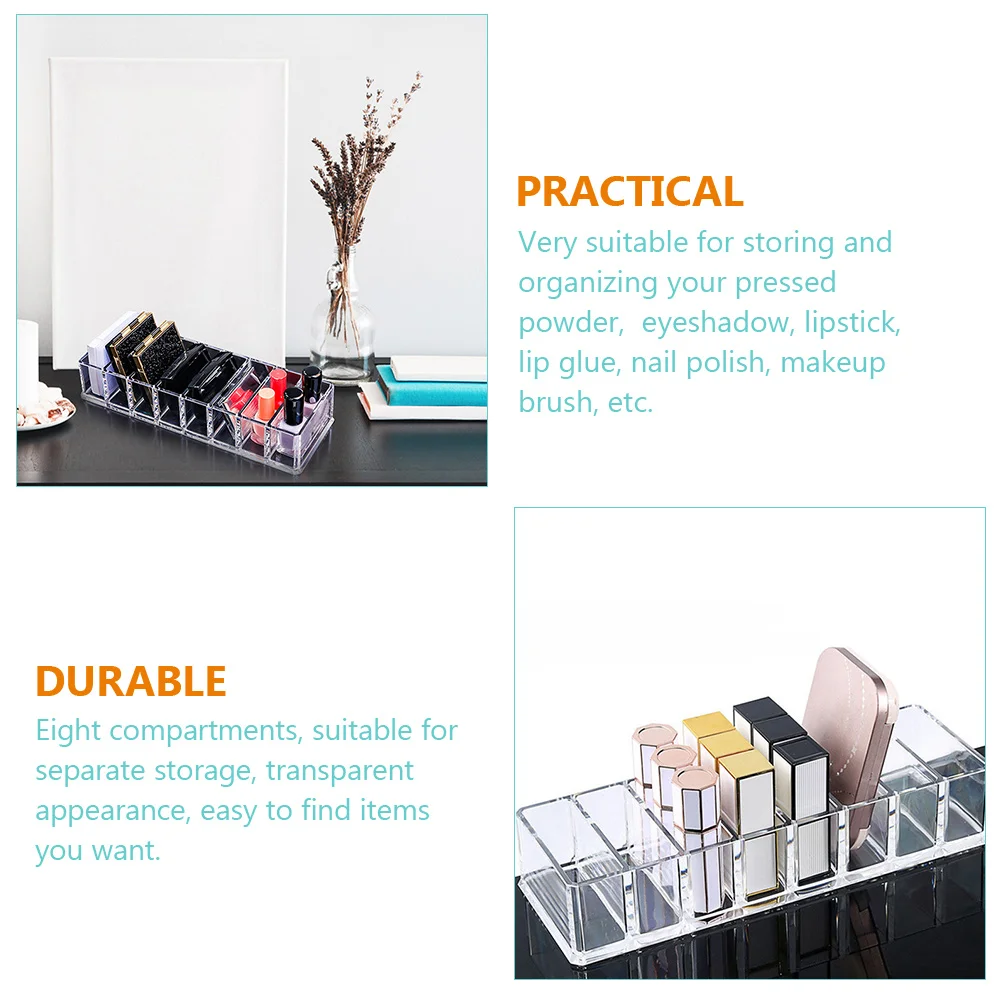 

8 Compartments Storage Box 22x9x4 5cm Acrylic Makeup ganizer Eyeshadow Display Rack Lipstick Holder Multifunctional