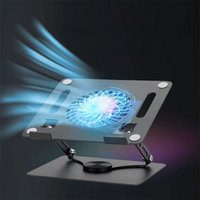360 Rotating Base Notebook Computer Stand Adjustable Foldable Tablet Cooling Fan Holder Hollow-Out Carbon Steel Computer Riser