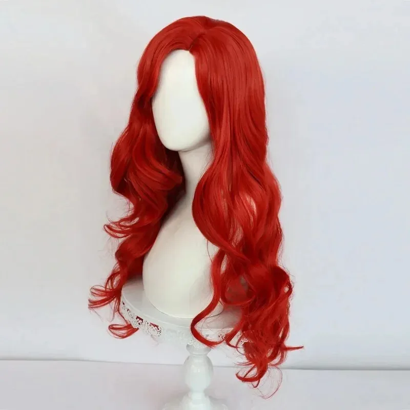 DY 202025 For Girl Lucky Charm, 26 Inch Long Curly Red Synthetic Wig, Anime Halloween Wig 25