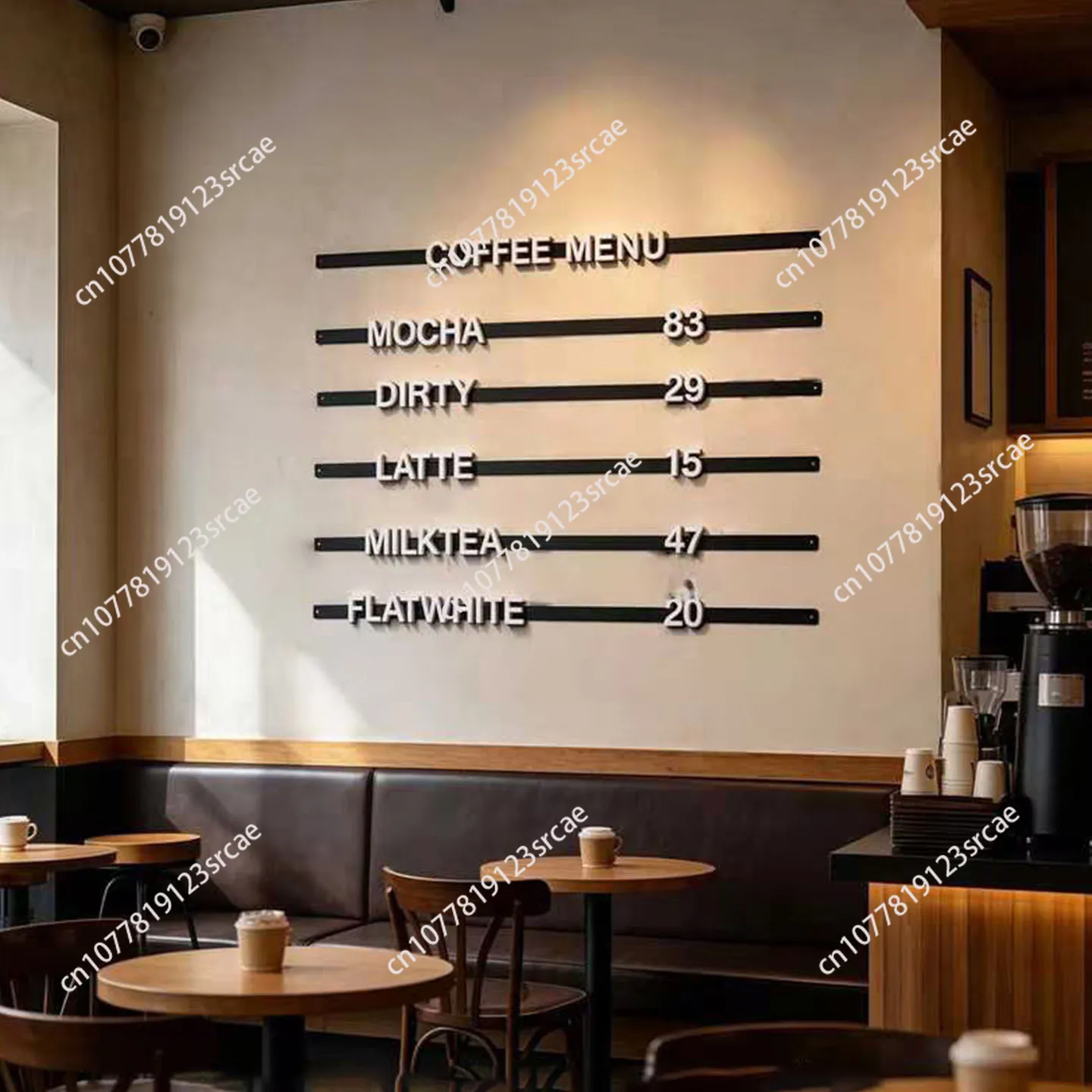 White Magnetic Fridge Sticker Menu Cafe or Cafeteria Letter Number Black Bar EVA Foam, Magnetic Suction