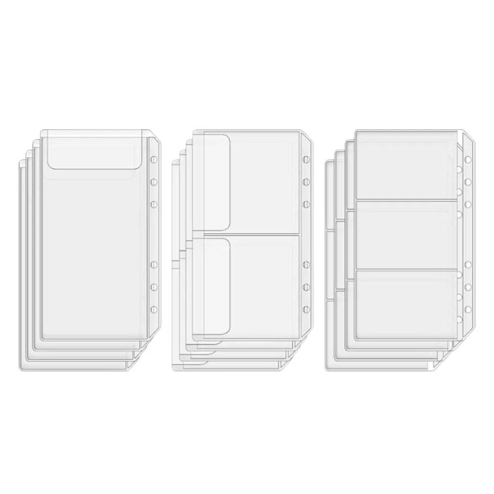 

12Pcs A6 PVC Loose Leaf Binder Pocket Folder Clear Storage Pouch Receipt Filing Organizer Business Card Holder