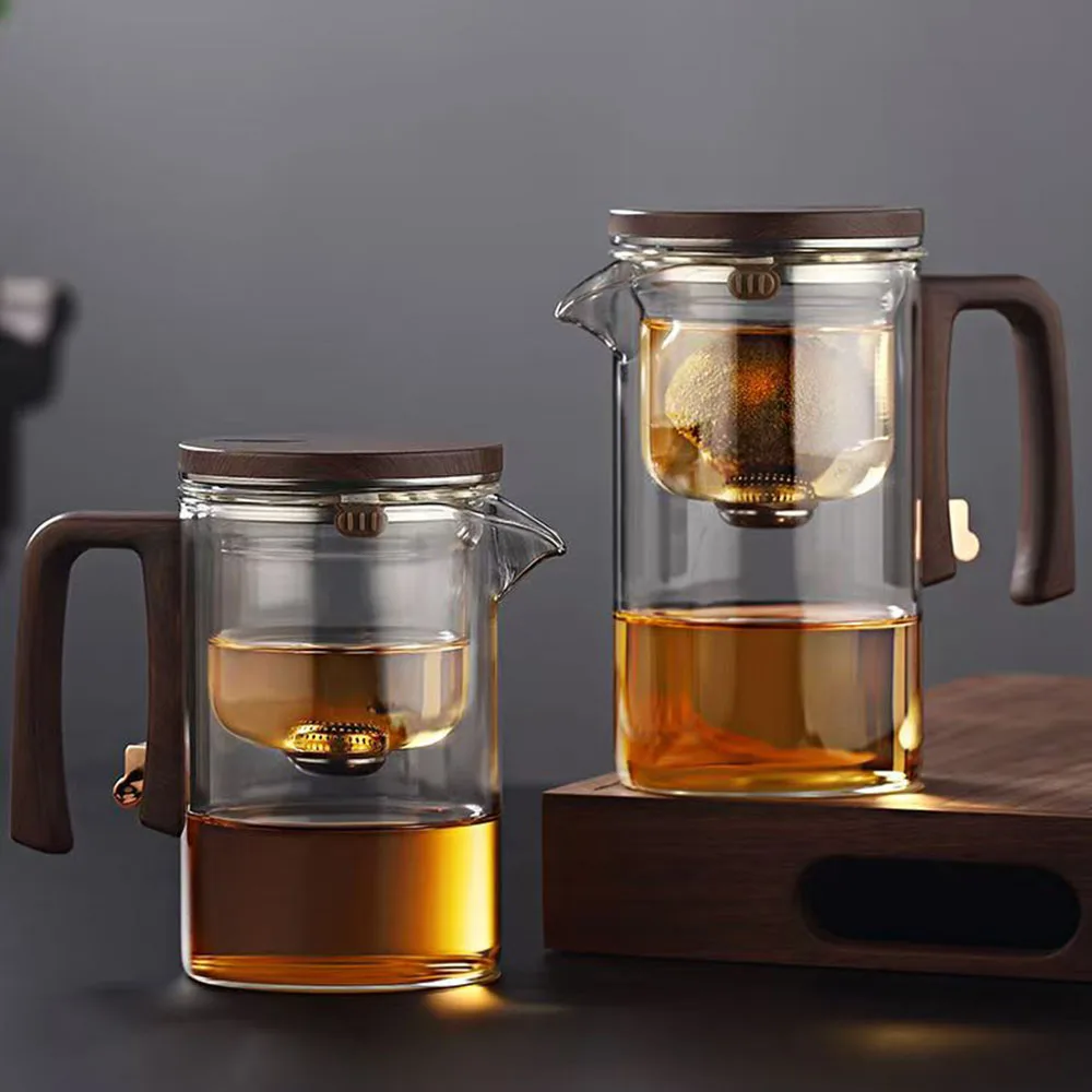 

520ml/720ml Glass Tea Pot Kettle Infuser Water Separation Teapot Inner Magnet One Click Magnetic Switch Tea Filtration Cup Decor