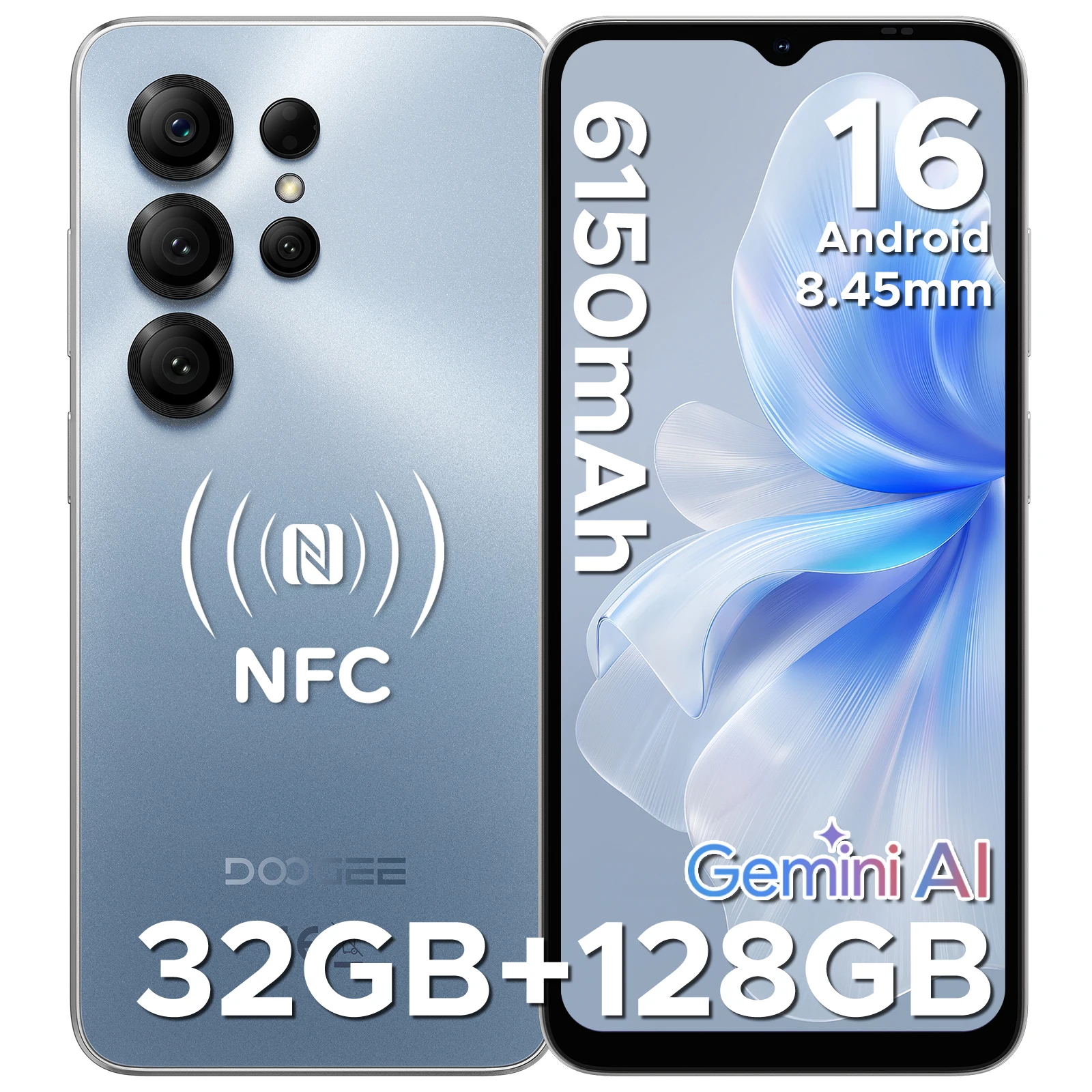 Global Version DOOGEE Note56X Pro Smartphone Android 16 Gemini AI 6150mAh Battery 6.56'' Display Widevine L1 Mobile Phone NFC image 3